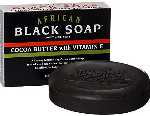 Madina Madina African Black Soap Cocoa Butter with Vitamin E, 3.5 Ounce