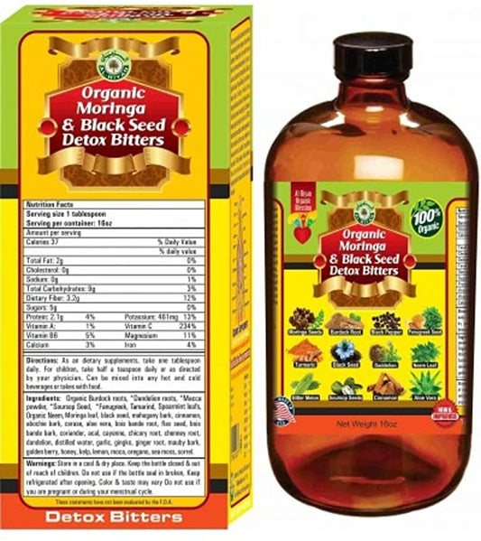 Organic Moringa Black Seed Bitters Total Blood Respiratory System Detoxification